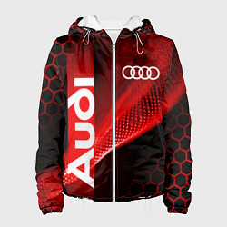 Куртка с капюшоном женская AUDI АУДИ SPORT СПОРТ RED AND BLACK, цвет: 3D-белый