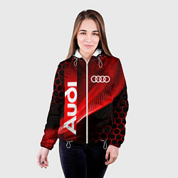 Куртка с капюшоном женская AUDI АУДИ SPORT СПОРТ RED AND BLACK, цвет: 3D-белый — фото 2