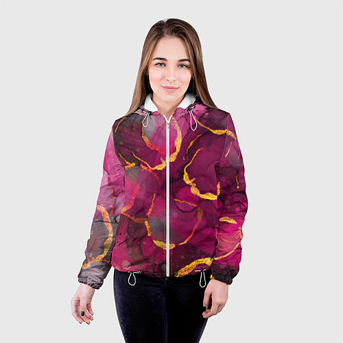 Женская куртка Малиновое вино / 3D-Белый – фото 4