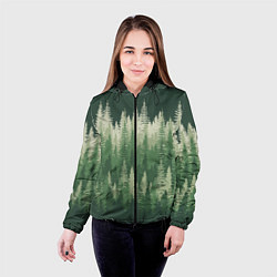 Куртка с капюшоном женская Елки-палки, хвойный лес, цвет: 3D-черный — фото 2