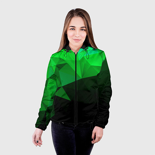Женская куртка Изумрудный Зеленый Геометрия / 3D-Черный – фото 4