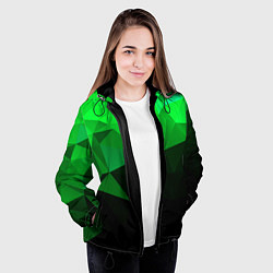 Куртка с капюшоном женская Изумрудный Зеленый Геометрия, цвет: 3D-черный — фото 2