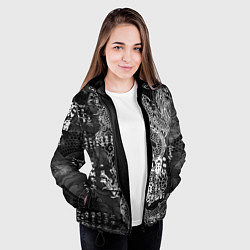 Куртка с капюшоном женская Dragon Fire Иероглифы Японский Дракон, цвет: 3D-черный — фото 2
