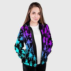 Куртка с капюшоном женская GENSHI IMPACT HEROES NEON НЕОНОВЫЙ УЗОР, цвет: 3D-черный — фото 2
