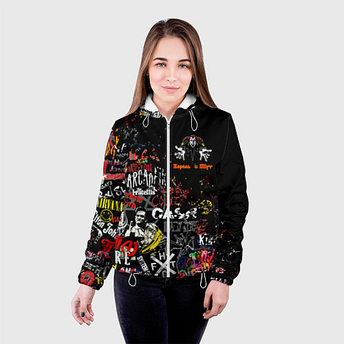 Женская куртка КОРОЛЬ И ШУТ ЛОГО РОК ГРУПП / 3D-Белый – фото 4