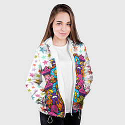 Куртка с капюшоном женская Звездные монстры, цвет: 3D-белый — фото 2