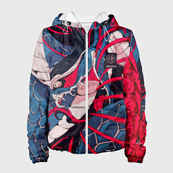 Куртка с капюшоном женская Самурай Якудза, змей, скелет, цвет: 3D-белый