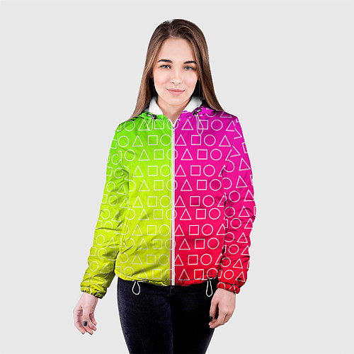 Женская куртка Игра в кальмара розовыйжелтый / 3D-Белый – фото 4