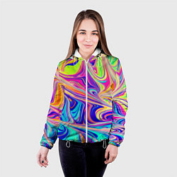 Куртка с капюшоном женская Аномально яркие цветные разводы, цвет: 3D-белый — фото 2