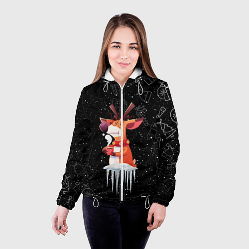 Женская куртка Новогодний Олень 2022 / 3D-Белый – фото 4