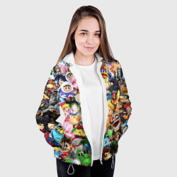 Куртка с капюшоном женская SUPER SMASH BROS ГЕРОИ ИГРЫ, цвет: 3D-белый — фото 2