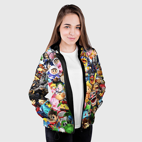Женская куртка SUPER SMASH BROS ГЕРОИ ИГРЫ / 3D-Черный – фото 3