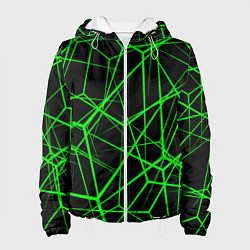 Куртка с капюшоном женская Зеленые Полигоны Матрица, цвет: 3D-белый