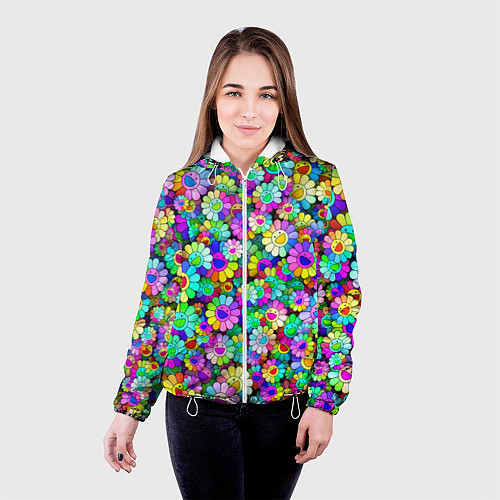 Женская куртка Rainbow flowers / 3D-Белый – фото 4