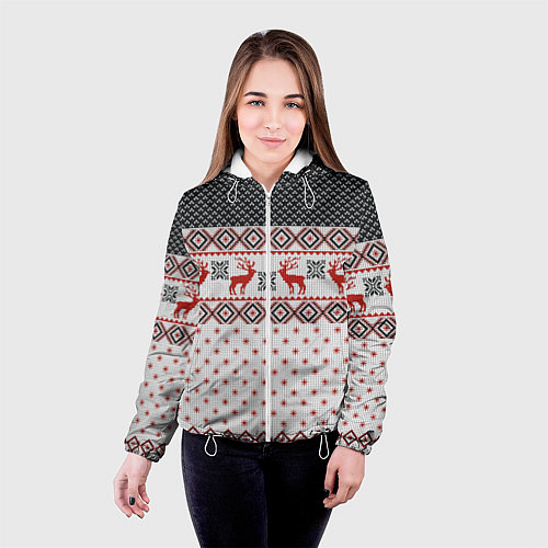 Женская куртка НОВОГОДНИЙ УЗОР / 3D-Белый – фото 4