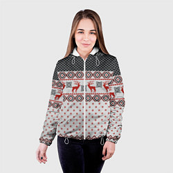 Куртка с капюшоном женская НОВОГОДНИЙ УЗОР, цвет: 3D-белый — фото 2