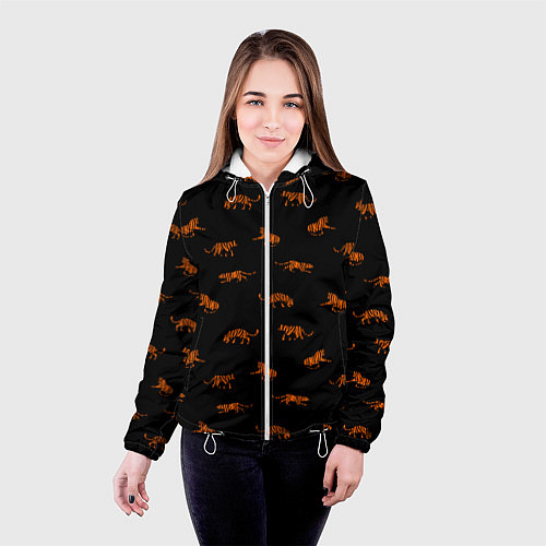 Женская куртка Тигры паттерн Tigers pattern / 3D-Белый – фото 4