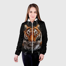 Куртка с капюшоном женская Реалистичный тигр Realistic Tiger, цвет: 3D-белый — фото 2