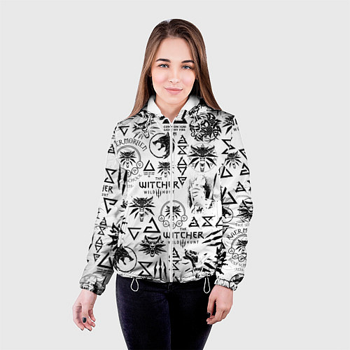 Женская куртка THE WITCHER LOGOBOMBING ЧЁРНО БЕЛЫЙ ВЕДЬМАК ПАТТЕР / 3D-Белый – фото 4