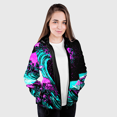Женская куртка НЕОНОВАЯ ЯПОНИЯ, ВОЛНА, ФУДЗИЯМА NEON JAPAN / 3D-Черный – фото 3