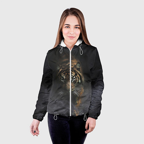 Женская куртка Тигр в тумане / 3D-Белый – фото 4
