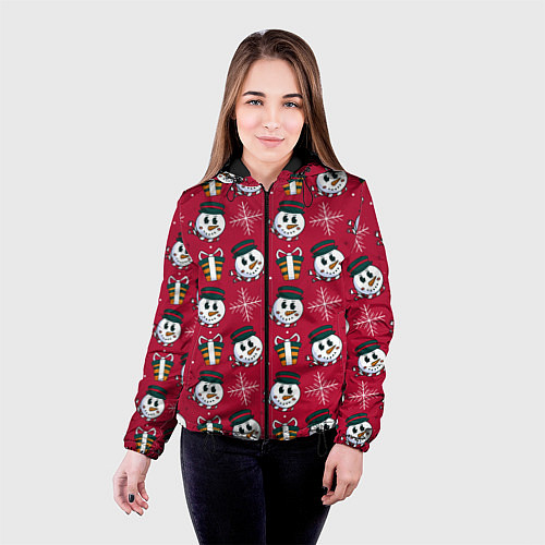 Женская куртка СНЕГOВИК В ЦИЛИНДРЕ / 3D-Черный – фото 4