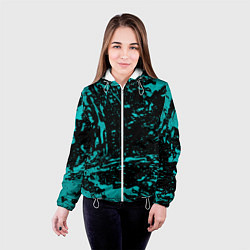 Куртка с капюшоном женская НЕОНОВЫЕ БРЫЗГИ КРАСОК ГРАНЖ NEON, цвет: 3D-белый — фото 2