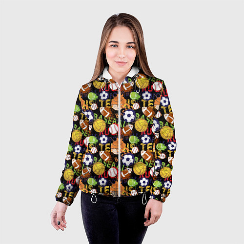 Женская куртка Разные Спортивные Мячи / 3D-Белый – фото 4