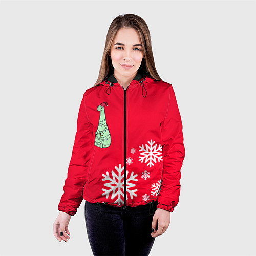Женская куртка НОВОГОДНИЙ ДРАКОНЧИК / 3D-Черный – фото 4