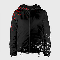 Куртка с капюшоном женская КРАСНО БЕЛЫЕ РУНЫ, цвет: 3D-черный