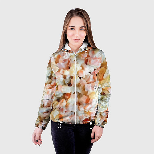 Женская куртка Салат Оливье Новогодняя Оливьешка / 3D-Белый – фото 4