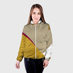 Куртка с капюшоном женская Линии На бежевом Фоне, цвет: 3D-белый — фото 2