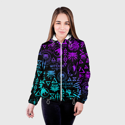 Женская куртка ВЕДЬМАК ЛОГОБОМБИНГ НЕОН / 3D-Белый – фото 4