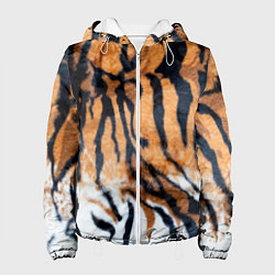 Куртка с капюшоном женская Шкура тигра Новый год 2022, цвет: 3D-белый