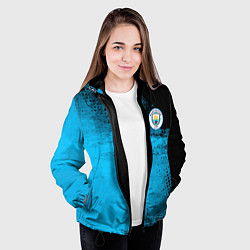 Куртка с капюшоном женская Manchester City голубая форма, цвет: 3D-черный — фото 2