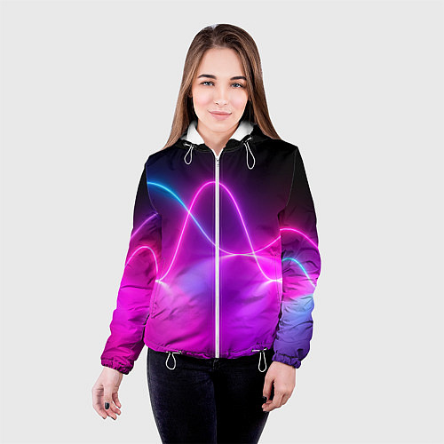 Женская куртка Лучи света pink theme / 3D-Белый – фото 4