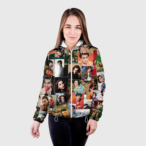 Женская куртка Тимоти цветной коллаж / 3D-Белый – фото 4