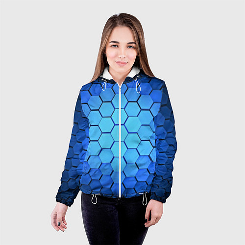 Женская куртка Неоновые 3D ПЛИТЫ / 3D-Белый – фото 4