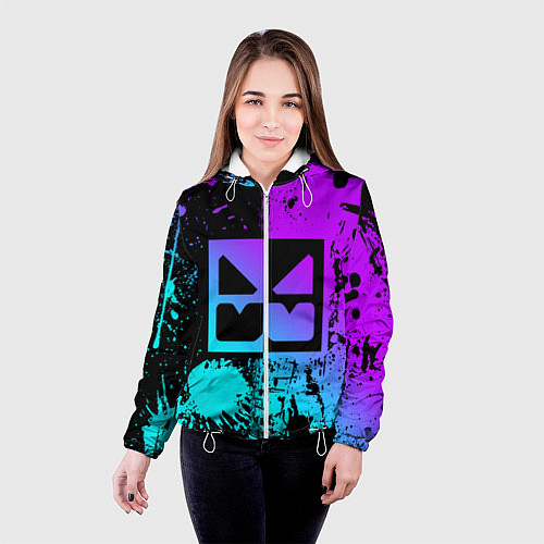 Женская куртка GEOMETRY DASH NEON LEVELS SMILE / 3D-Белый – фото 4