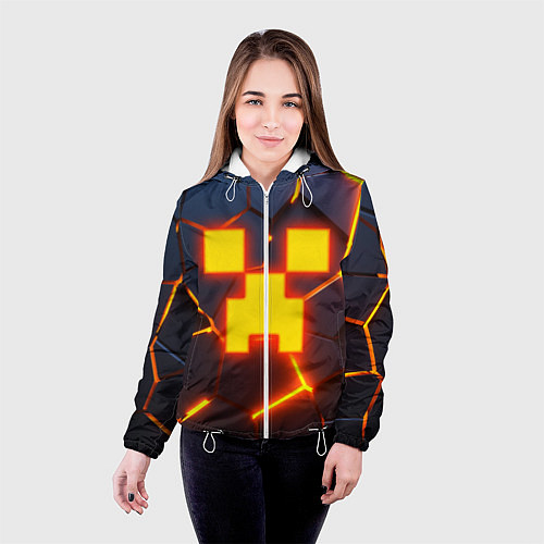 Женская куртка ОГНЕННЫЙ КРИПЕР 3D ПЛИТЫ FIRE CREEPER / 3D-Белый – фото 4