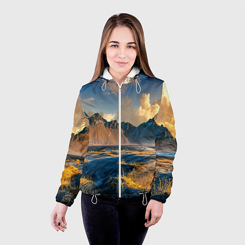 Женская куртка Красивый горный пейзаж / 3D-Белый – фото 4