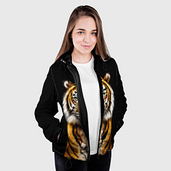 Куртка с капюшоном женская Пушистый Тигр Во Тьме Символ 2022 года, цвет: 3D-черный — фото 2