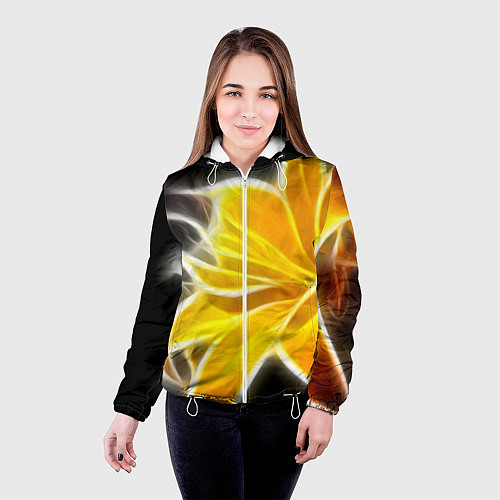 Женская куртка Желтый летний цветок / 3D-Белый – фото 4