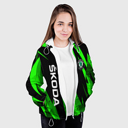 Куртка с капюшоном женская SKODA Логотип Узор, цвет: 3D-белый — фото 2