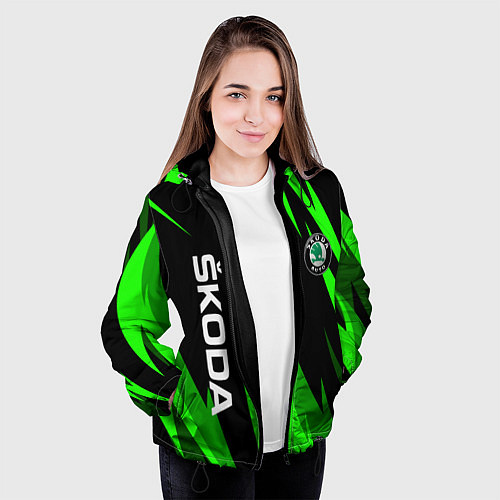 Женская куртка SKODA Логотип Узор / 3D-Черный – фото 3