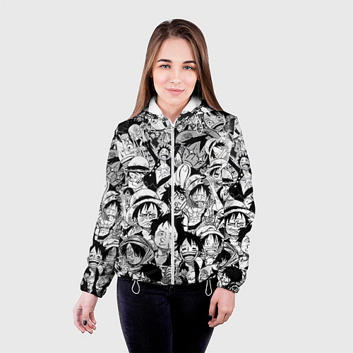 Женская куртка МАНКИ Д ЛУФФИ ЧЁРНО БЕЛЫЙ / 3D-Белый – фото 4