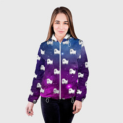 Куртка с капюшоном женская UNDERTALE DOGS PATTERN SPACE, цвет: 3D-белый — фото 2
