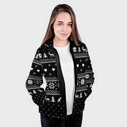Куртка с капюшоном женская НОВОГОДНИЙ СВИТЕР UNDERTALE SANS ЧЁРНЫЙ, цвет: 3D-черный — фото 2