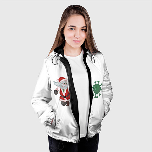 Женская куртка Дед Мороз Против Вируса / 3D-Черный – фото 3