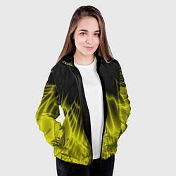 Куртка с капюшоном женская Коллекция Rays Лучи Желтый и черный Абстракция 662, цвет: 3D-черный — фото 2